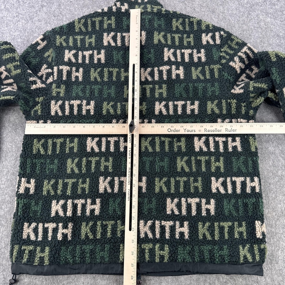 Kith Pinehurst Sherpa Fleece Jacket Mens Large Green All Over Kith Logo Bomber - Picture 4 of 9